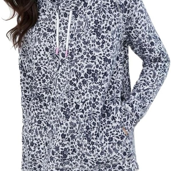 Joules Nadia Floral Print Funnel Neck Pullover Sweatshirt Blue Gray Size 14 - Picture 3 of 10